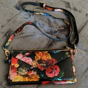 Lodis wallet with shoulder and wristlet straps